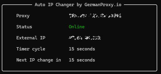 Auto IP changer script – switch proxy IPs every 15 seconds.